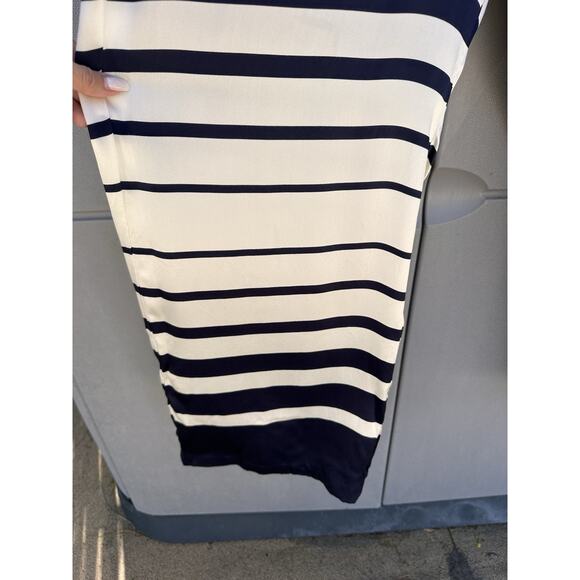 Cami NYC Wide Leg Pants White & Blue 100% Silk Shadow Stripe Sz M Nautical Prepp - Picture 13 of 16